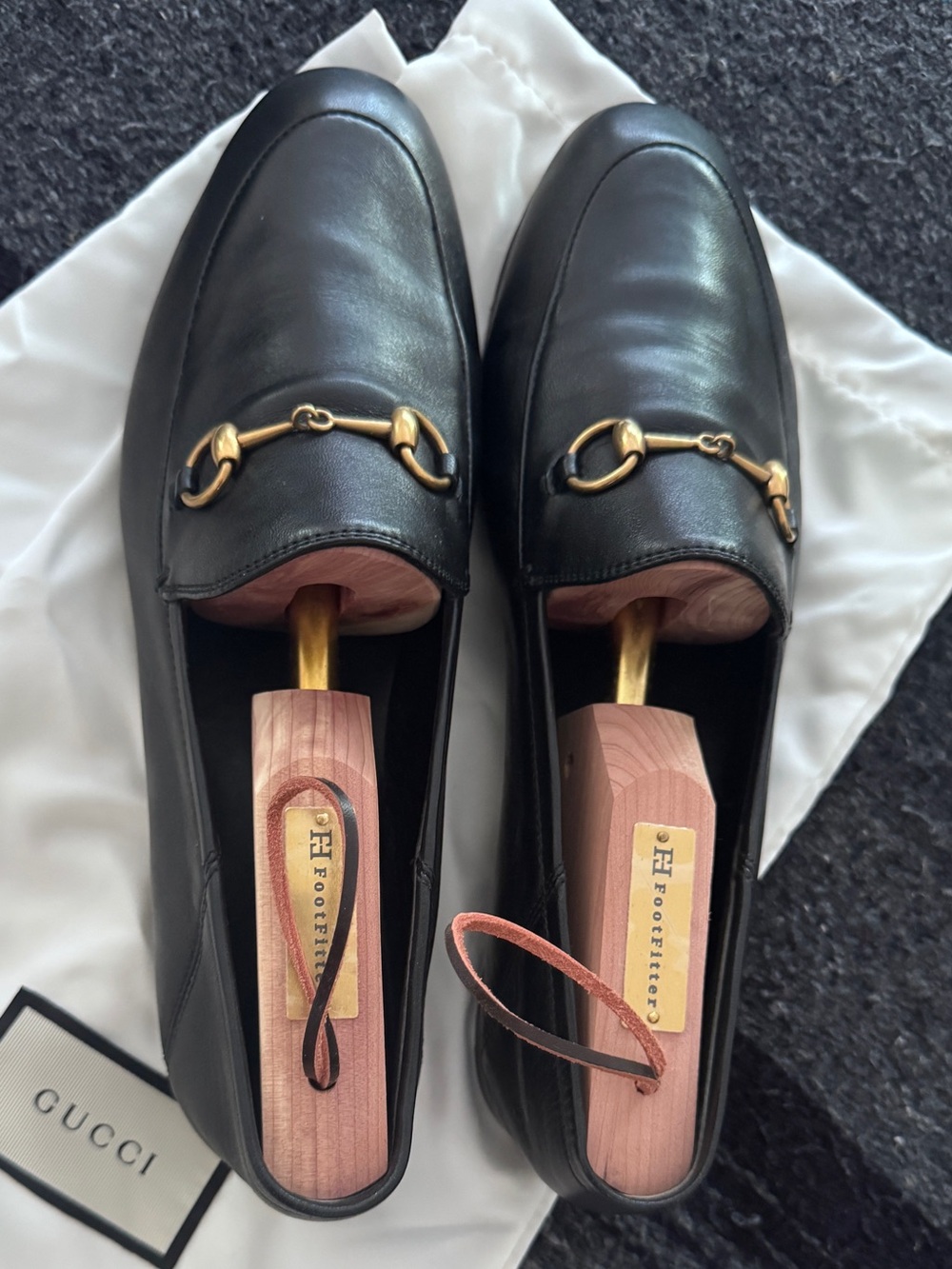 Gucci Brixton Black Leather Horsebit Loafers for Women size 40.5